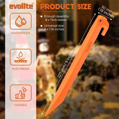 Evolite Arancio ABS Çadır Kazığı -23cm 6 Adet - 4