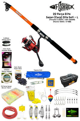 Fishack 23 Parça Elite Sazan (Carp) Olta Seti L - 3.30MT / 100-300GR