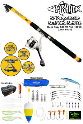 Fishack 37 Parça Surf Basic Deniz Olta Seti XL - 3.60MT / 50-100GR