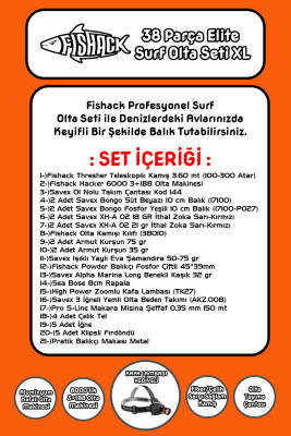 Fishack 38 Parça Surf Elite Deniz Olta Seti XL - 3.60MT / 100-300GR - 2