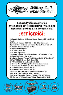 Fishack 40 Parça Profesyonel Tekne Olta Seti - 1.50MT/3+1BB - 2