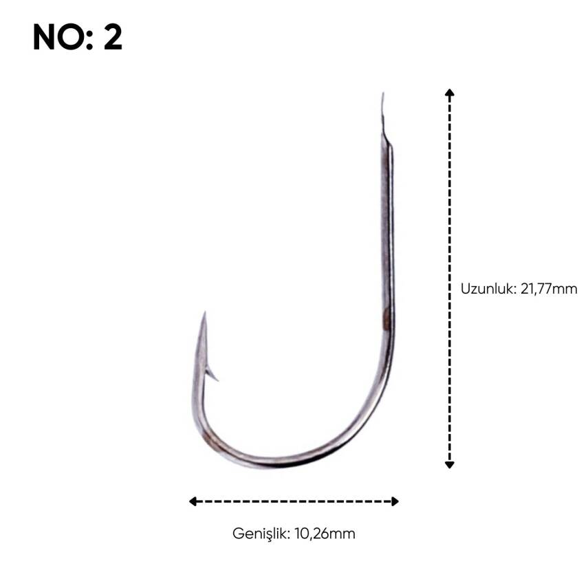 Fishack 505 No: 2 Olta İğnesi (1000'li Paket) - Profesyonel Balık Avı Ekipmanı - 3