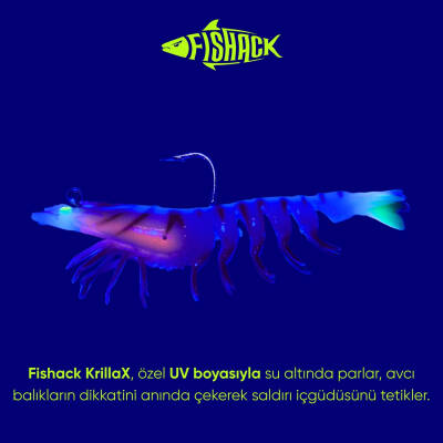 Fishack Krillax UV Boyalı Silikon Karides Sahte Balık Yemi - 75mm 7g Ghost Shrimp - 5