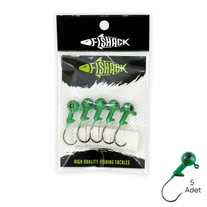 Kurşunlu Jighead Zoka - 8g - Fishack - Yeşil (XHA02) - 5 Adet - 1