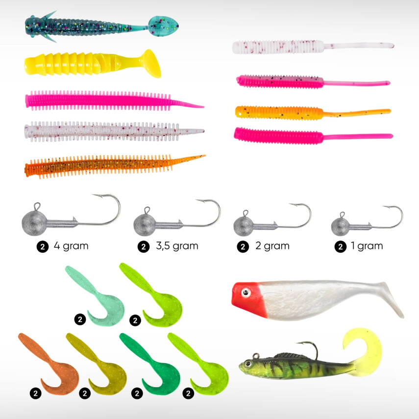 Fishack LRF Silikon Yem Seti - 32 Parça - Yem Kutulu - UV Özellikli - 2