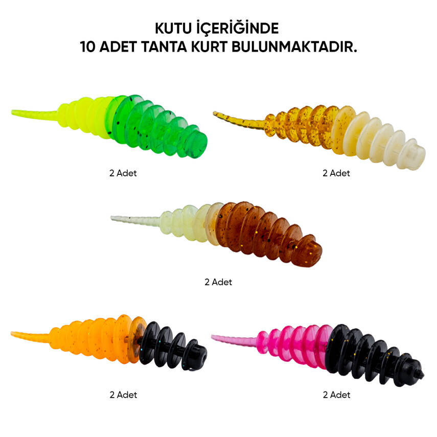 Silikon Kurt Yem - LRF Tanta Alabalık Yemi - 0,9g 55mm - Fishack - Karides Kokulu - 5