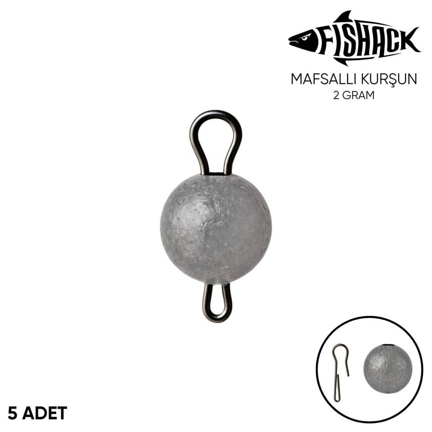 Fishack Mafsallı Kurşun - Hareketli İğne Kurşunu - 2 Gram - 5'li Paket - 1