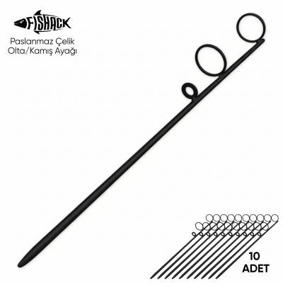 Fishack Paslanmaz Çelik Olta Kamış Ayağı - Siyah - 10'lu Paket