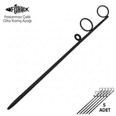 Fishack Paslanmaz Çelik Olta Kamış Ayağı - Siyah - 5'li Paket