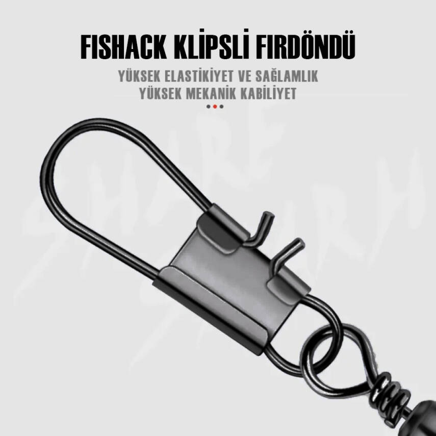 Fishack Paslanmaz Klipsli Fırdöndü Füme No: 4 12'li - 2