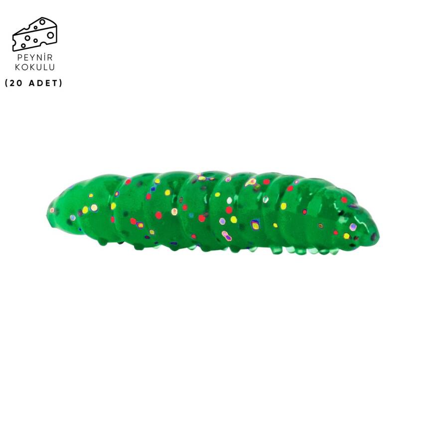 Fishack Peynir Aromalı Silikon Solucan Yem - 35mm Alabalık Yemi - Jungle Trout Bait - 1