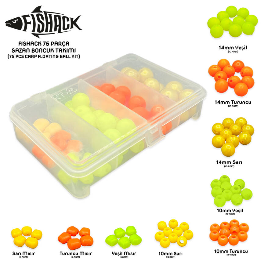 Fishack Carp Pearl 75 Parça Sazan Boncuk Seti - 1