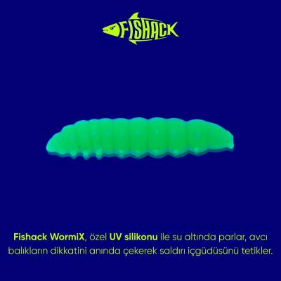 Fishack Silikon Kurt Yem - 35mm - Sarımsak Kokulu - 20 Adet - Yeşil - UV - Alabalık Yemi - 2