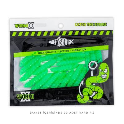 Fishack Silikon Kurt Yem - 35mm - Sarımsak Kokulu - 20 Adet - Yeşil - UV - Alabalık Yemi - 3