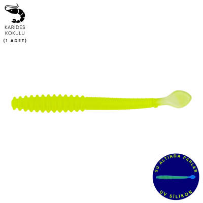 Fishack Wormix Fluo Green UV Silikon Kurt Yem - 2,2g 87mm