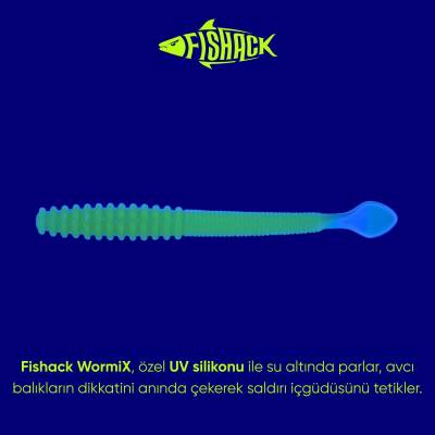 Fishack Wormix Fluo Green UV Silikon Kurt Yem - 2,2g 87mm - 3