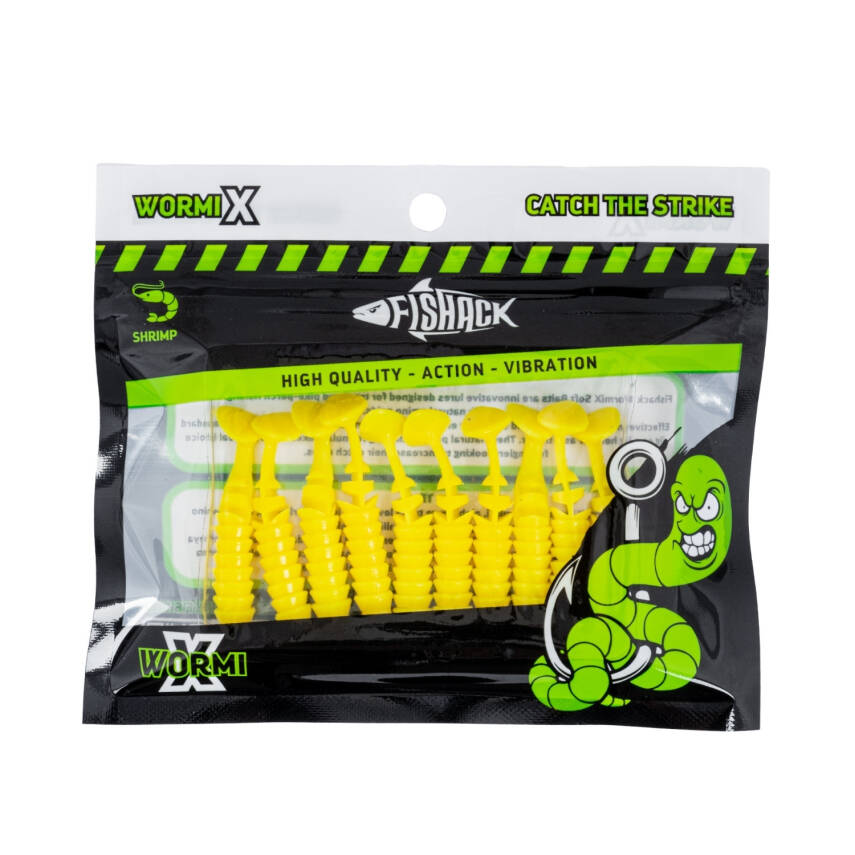 Fishack WormiX Silikon Kurt Yem - 1,5g 45mm - Limon & Karides Kokulu - 10 Adet - 5