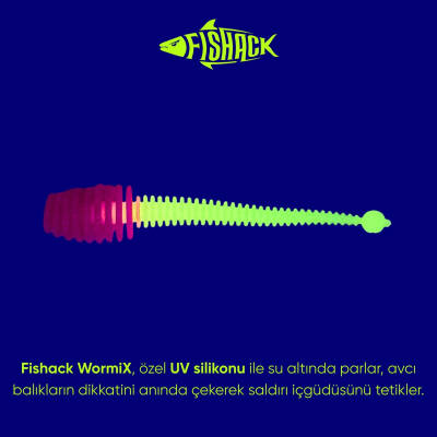 Fishack Wormix Silikon Kurt Yem - 2,1g 70mm - Pembe/Beyaz - Karides Kokulu - 2