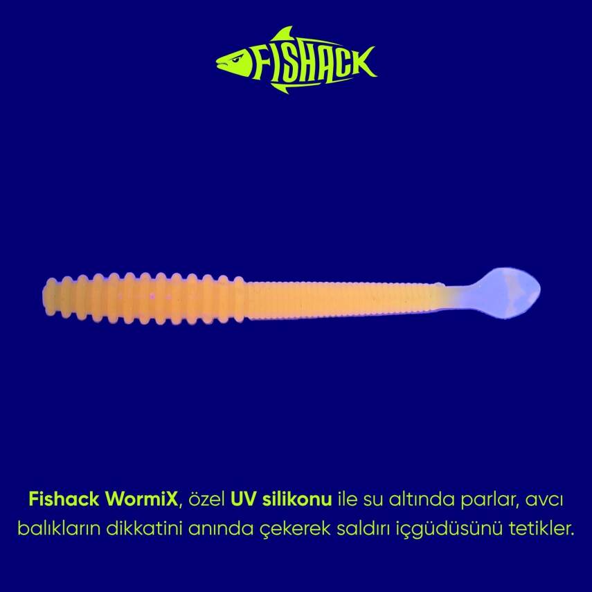Fishack Wormix Silikon Kurt Yem - 2,2g 87mm - Orange - UV Silikon - 3