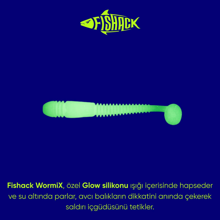 Fishack Wormix Silikon Kurt Yem - Karides Kokulu - UV Beyaz - 2