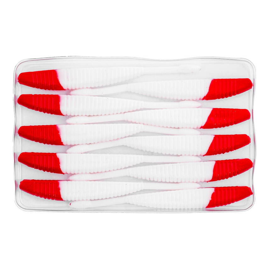 Fishack WormiX Silikon Kurt Yem - Red White - 95mm - 3