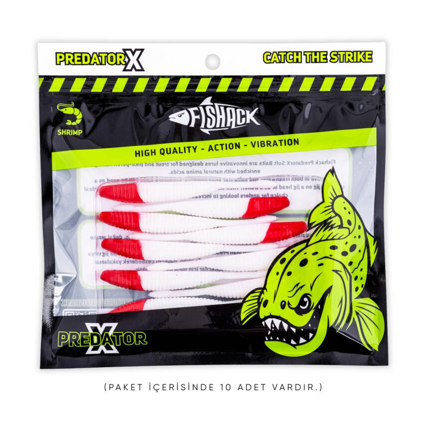 Fishack WormiX Silikon Kurt Yem - Red White - 95mm - 4