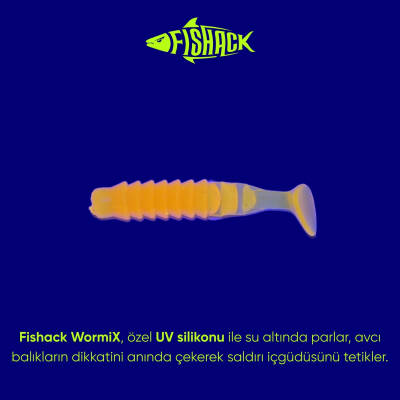 Fishack WormiX Silikon Kurt Yem - Turuncu - Karides Kokulu - 10 Adet - 2