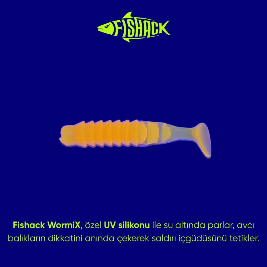 Fishack WormiX Silikon Kurt Yem - Turuncu - Karides Kokulu - 10 Adet - 2