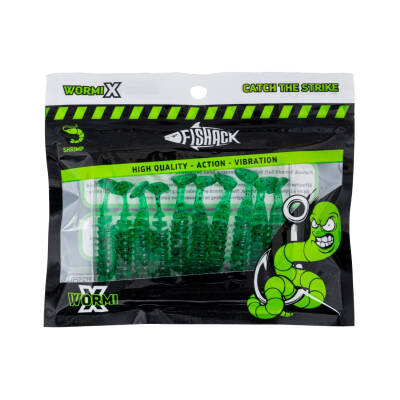 Fishack WormiX Silikon Kurt Yem - Yeşil Karides Kokulu (10 Adet) - 4