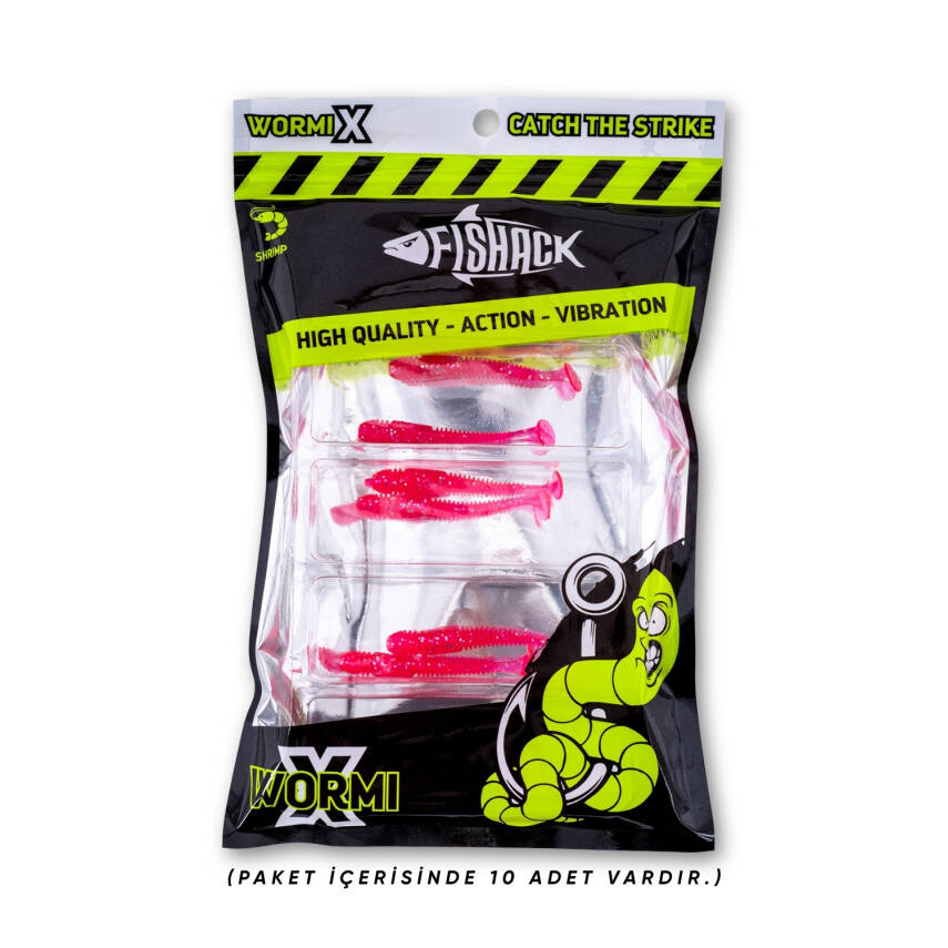Silikon Kurt Yem - Fishack Wormix - Pembe Karides Kokulu - 5