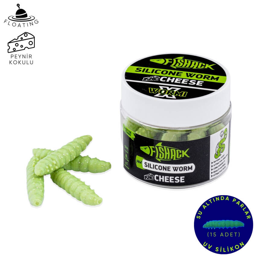 Fishack Yüzen Alabalık Silikon Sahte Yem - 37mm Peynir Aromalı Küf Yeşili - 1