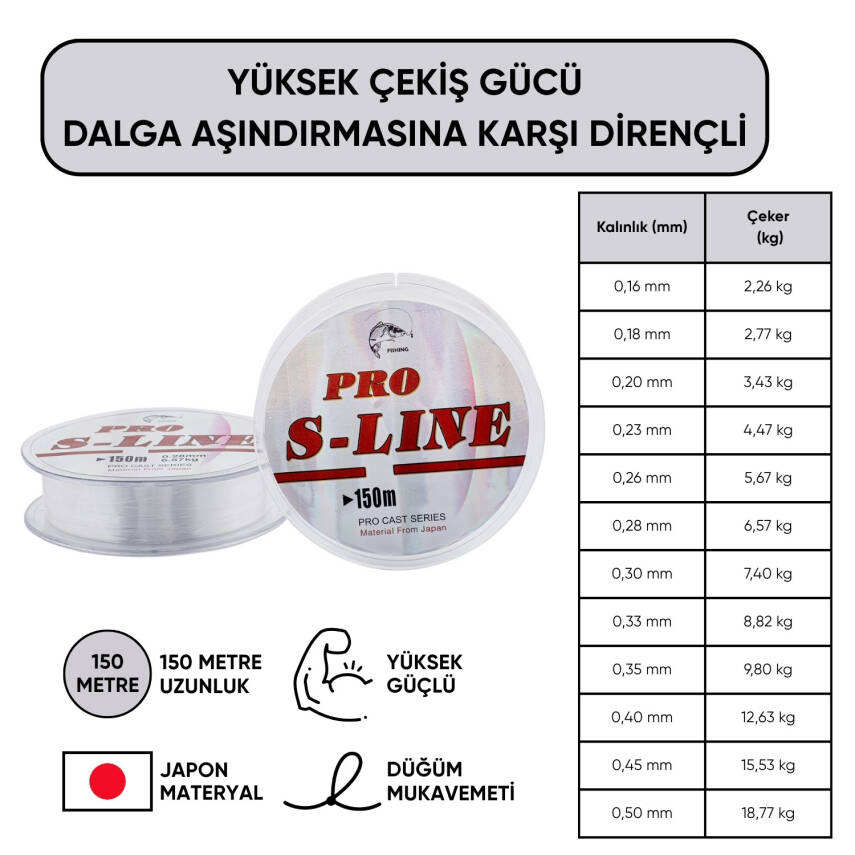 Hayalet Olta Misinası - Japon Materyal - 150 Metre - Pro S-Line - 0,50mm - 2