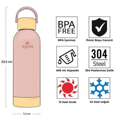 Igloo Hydrate Pro Çelik Termos - 500ml Somon Rengi - 4