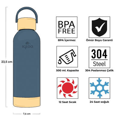 Igloo Hydrate Pro Çelik Termos - 500ml Kayrak Rengi - 4