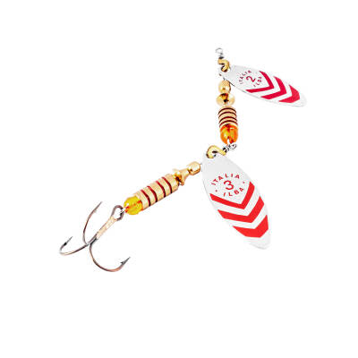 Ilba Tandem T66112+3 Alabalık Turna Döner Olta Kaşık - Gümüş/Kırmızı