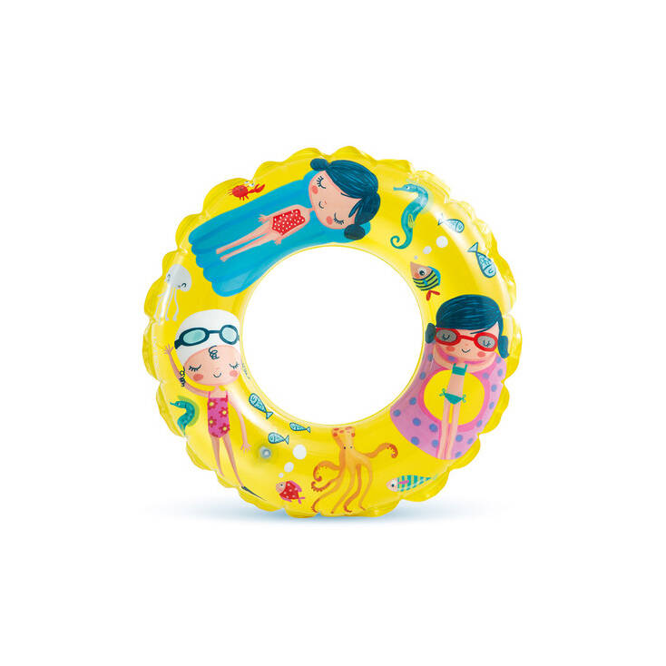 Intex Şeffaf Desenli Çocuk Yüzme Simidi - Sarı - 61cm - 1