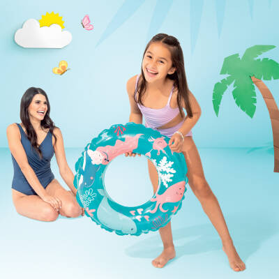 Intex Şeffaf Desenli Turkuaz Çocuk Yüzme Simidi - 61cm - 2
