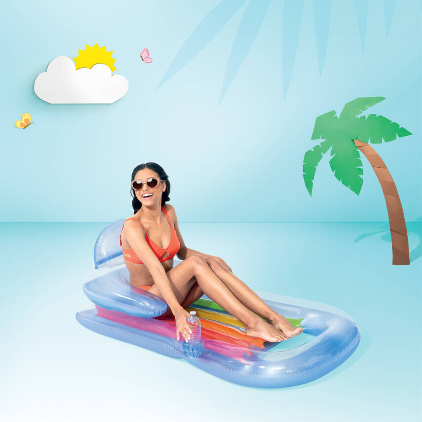 Şişme Havuz Deniz Yatağı - Sultan Yatağı - Bardaklıklı - Mavi (58802EU) - 5