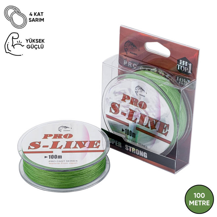 İp Örgü Misina - 4 Kat - Pro S-Line - 100mt - 0.25mm - 11,35kg Çeker - 1