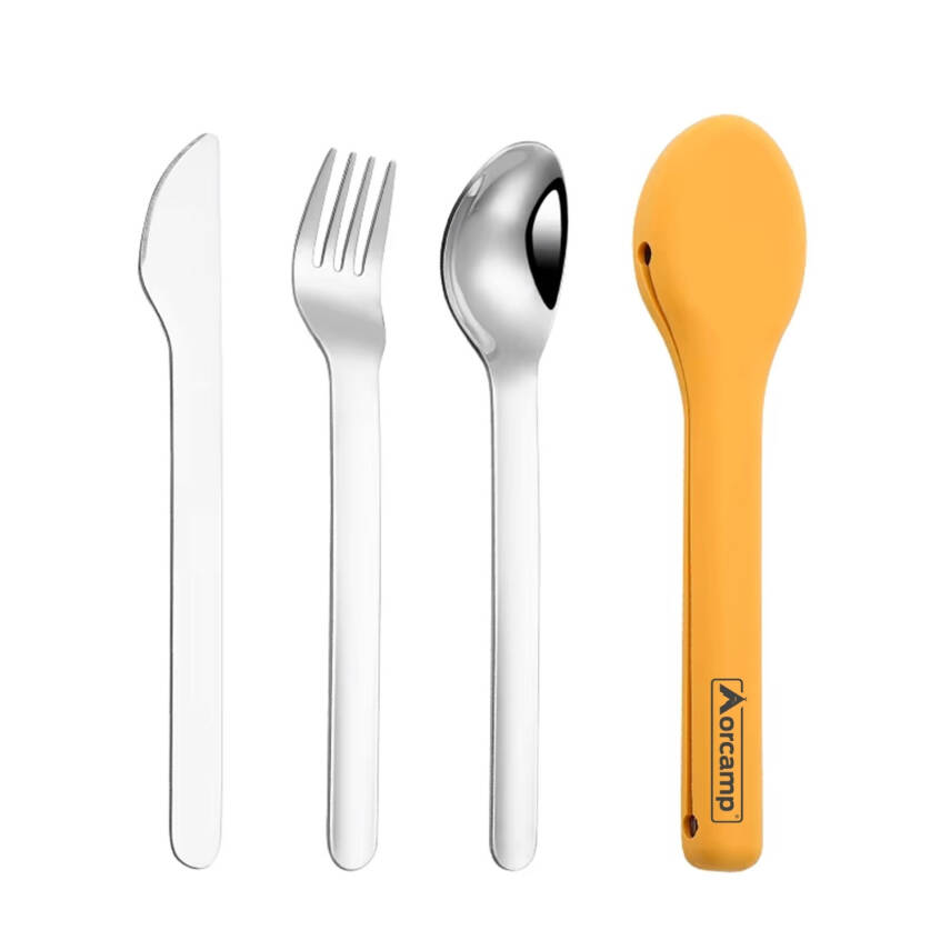 Kamp Çatal&Kaşık&Bıçak Seti - Seyahat Seti - Orcamp - Sarı (OUT-1970) - 1