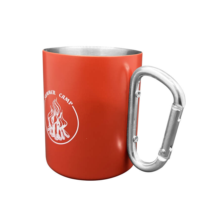 Karabina Saplı Paslanmaz Çelik Kupa Bardak - Orcamp - Kırmızı - 3