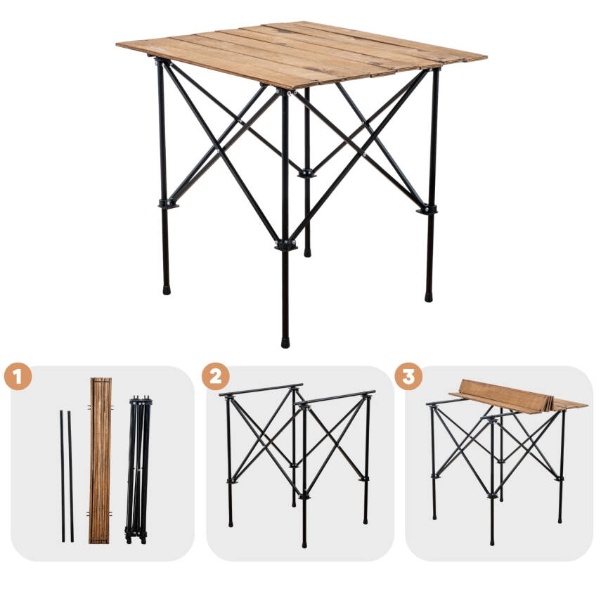 Katlanabilir Ahşap Kamp ve Piknik Masası - Akordion - (54023) - 1