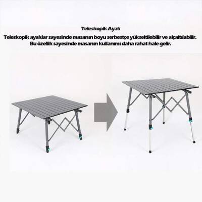Katlanabilir Alüminyum Kamp Masası - Akordion - Madfox Skylite - Siyah - 3