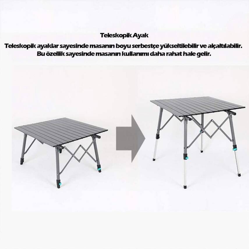 Katlanabilir Alüminyum Kamp Masası - Akordion - Madfox Skylite - Siyah - 3