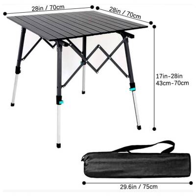 Katlanabilir Alüminyum Kamp Masası - Akordion - Madfox Skylite - Siyah - 4