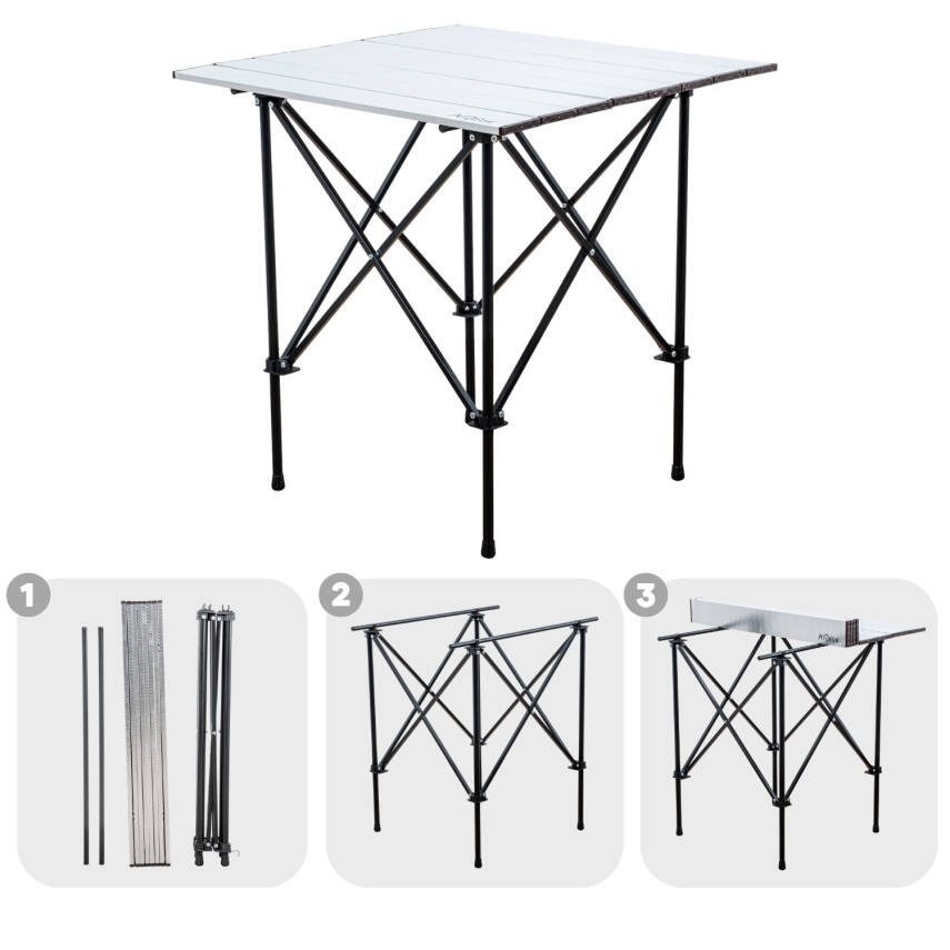 Katlanabilir Alüminyum Kamp ve Piknik Masası - Akordion - Silver - 1