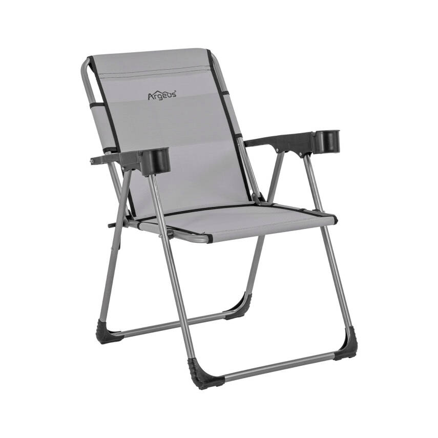 Katlanabilir Piknik ve Kamp Sandalyesi - Bardaklıklı - Rock - Kül Gri (A-14)- 140KG Taşıma - 1