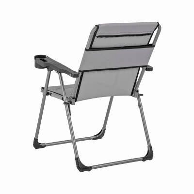 Katlanabilir Piknik ve Kamp Sandalyesi - Bardaklıklı - Rock - Kül Gri (A-14)- 140KG Taşıma - 2