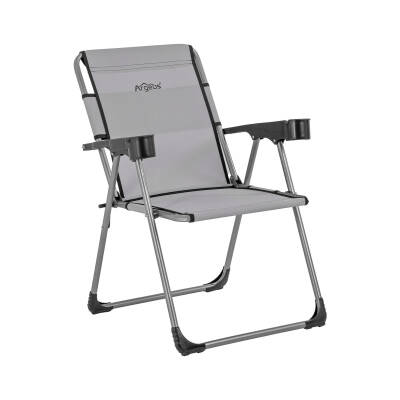 Katlanabilir Piknik ve Kamp Sandalyesi - Bardaklıklı - Rock - Kül Gri (A-14)- 140KG Taşıma