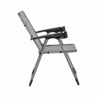 Katlanabilir Piknik ve Kamp Sandalyesi - Bardaklıklı - Rock - Kül Gri (A-14)- 140KG Taşıma - 3